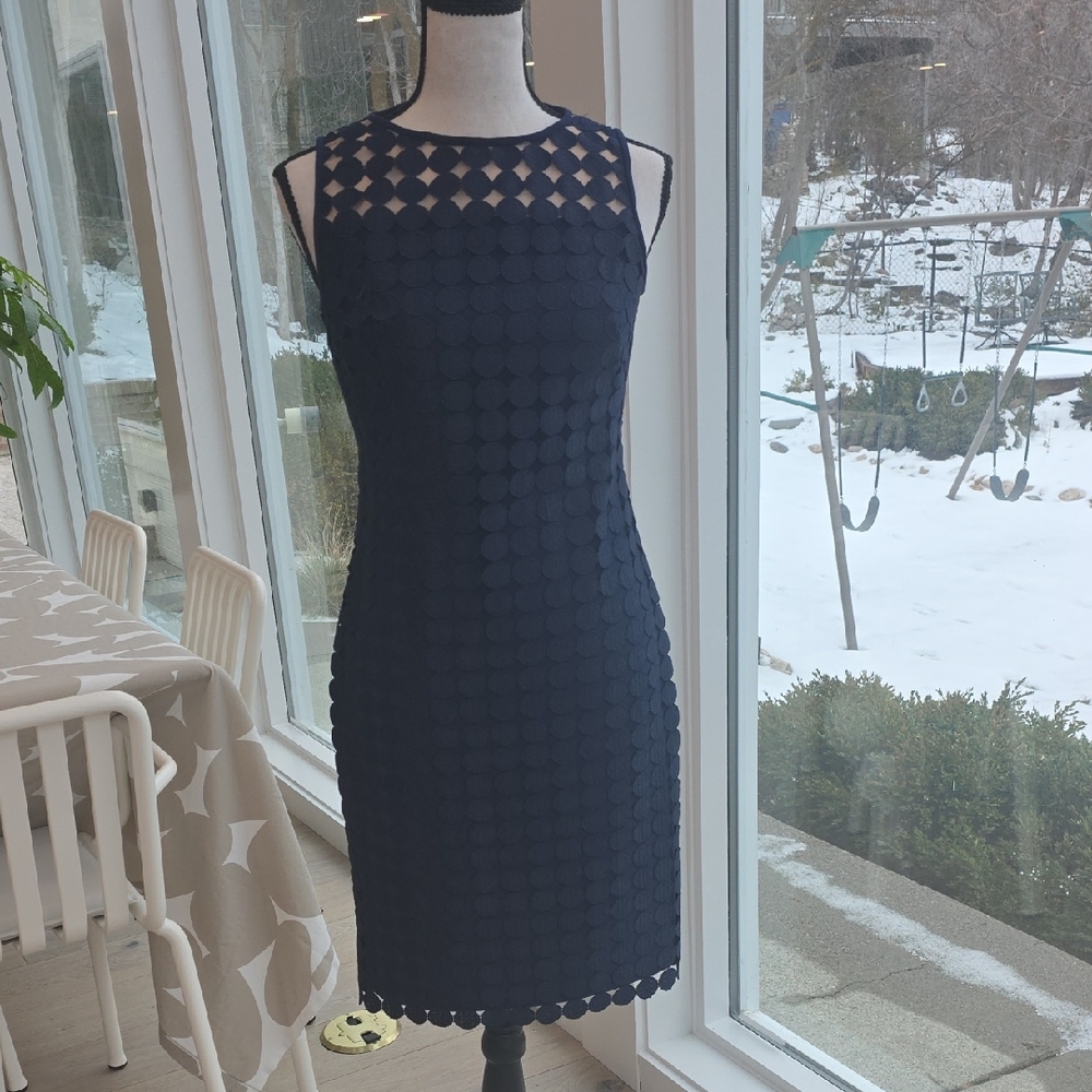 Polo by Ralph Lauren Midnight Blue Textured Midi Dress Size 0 Like New